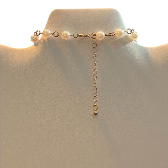 Elegant Gold-Tone and Faux Pearl Charm Necklace - Picture 4 of 7